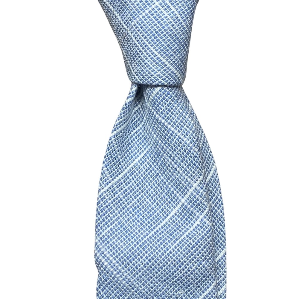 New Topman Linen Necktie Plaid Mens Blue Skinny Summer Wedding Business